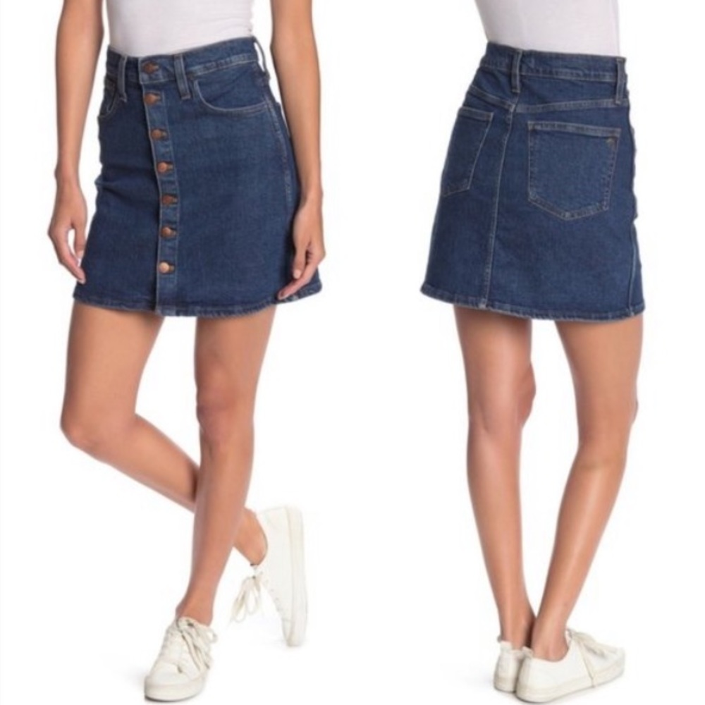 Madewell L9974 Button Front Fly Denin Jean Skirt Size 25